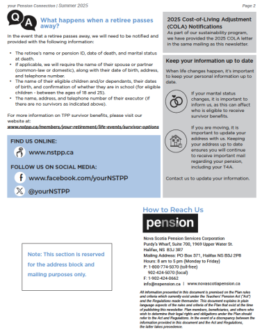 Page two of the Summer 2025 TPP Pension News for Retirees