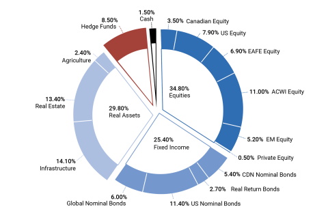 A donut chart showing the asset mix