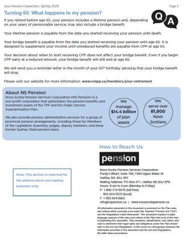 Page one of the Spring 2026 TPP Pension News for Retirees