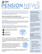 Page one of the Spring 2026 TPP Pension News for Active Members